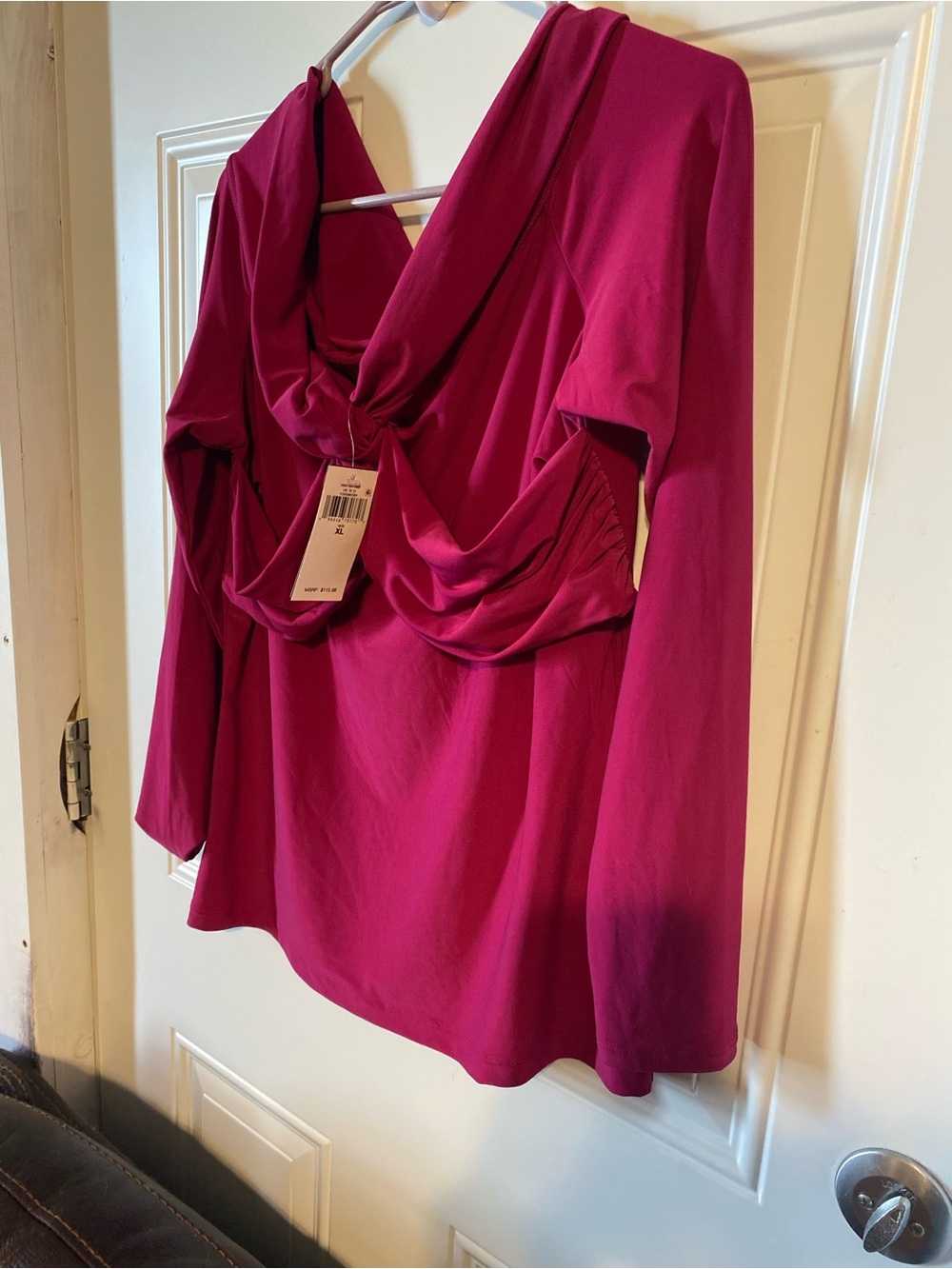 Ralph Lauren Fuchsia Draped Front Long Sleeve Blouse
